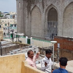 Our representative demonstrating Leica GS14 DGPS to Officials from WAQF Board, at Historic Mecca Masjid, Charminar.