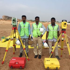 Leica Flexline Total Station & Builder 502 Total Station being used at an upcoming shopping mall at HYD.